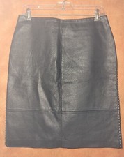 Vintage Spiegel Soft Black Leather Pencil Skirt 8