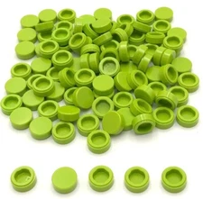 Lego 100 New Lime Tiles Flat Smooth Round 1 x 1 Parts