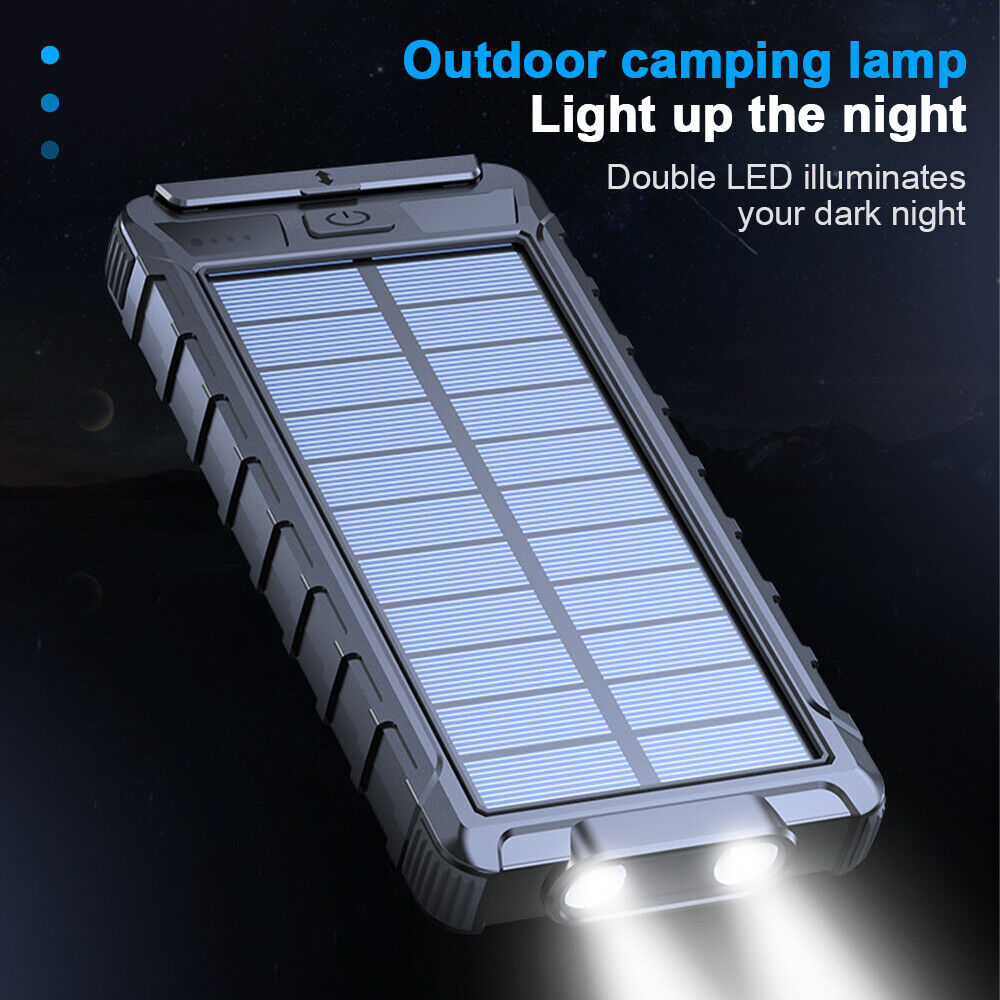 Handy Solar Powerbank 30000mAh Externer Batterie Ladegerät 4 USB Outdoor Camping