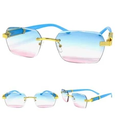 Mens CLASSY Elegant Sophisticated Modern Retro Style SUN GLASSES Gold Blue Frame