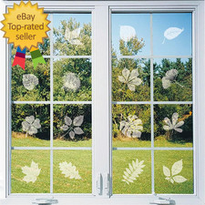 Window Decals for Bird Strikes 52 Pieces Large Leaf Shape anti Collision Sticker