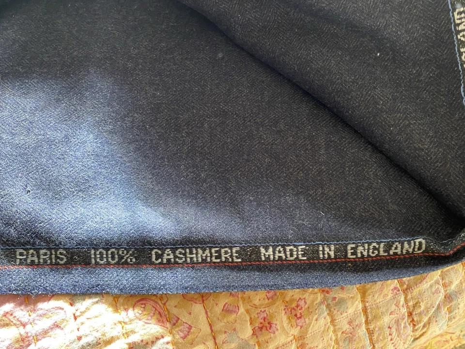 Cashmere Dark Blue Fabric Herringbone - Image 2 of 4