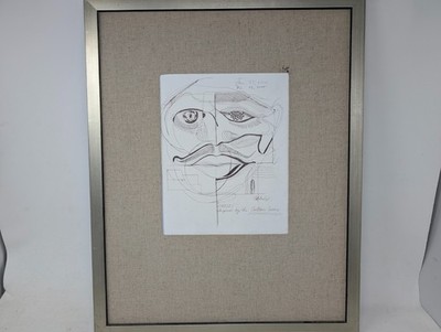 Framed Abstract Face Drawing Loreleli Cocteau Twins Signed 2000 (UR)