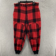 VINTAGE Woolrich Pants Men 36 Red Buffalo Plaid Outdoor Hunting Heavy Wool 60s