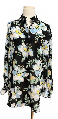 Tom Ford  Floral Print Long Sleeve Button-Up Top Shirt size 38 loose fit