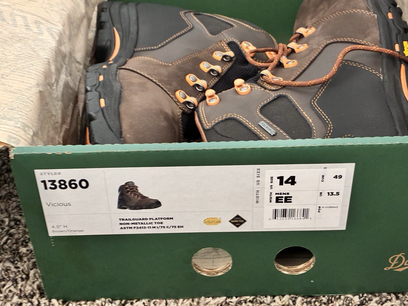 's Vicious 4.5" Brown/orange Composite Toe (nmt) Nwb - Limit