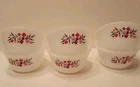 6 Vtg Fire King Milk Glass 6 oz Primrose Pattern Small Floral Custard Cup Bowls