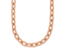 Rose Plated Stainless Steel Cable Link Chain Necklace (16 Inches)