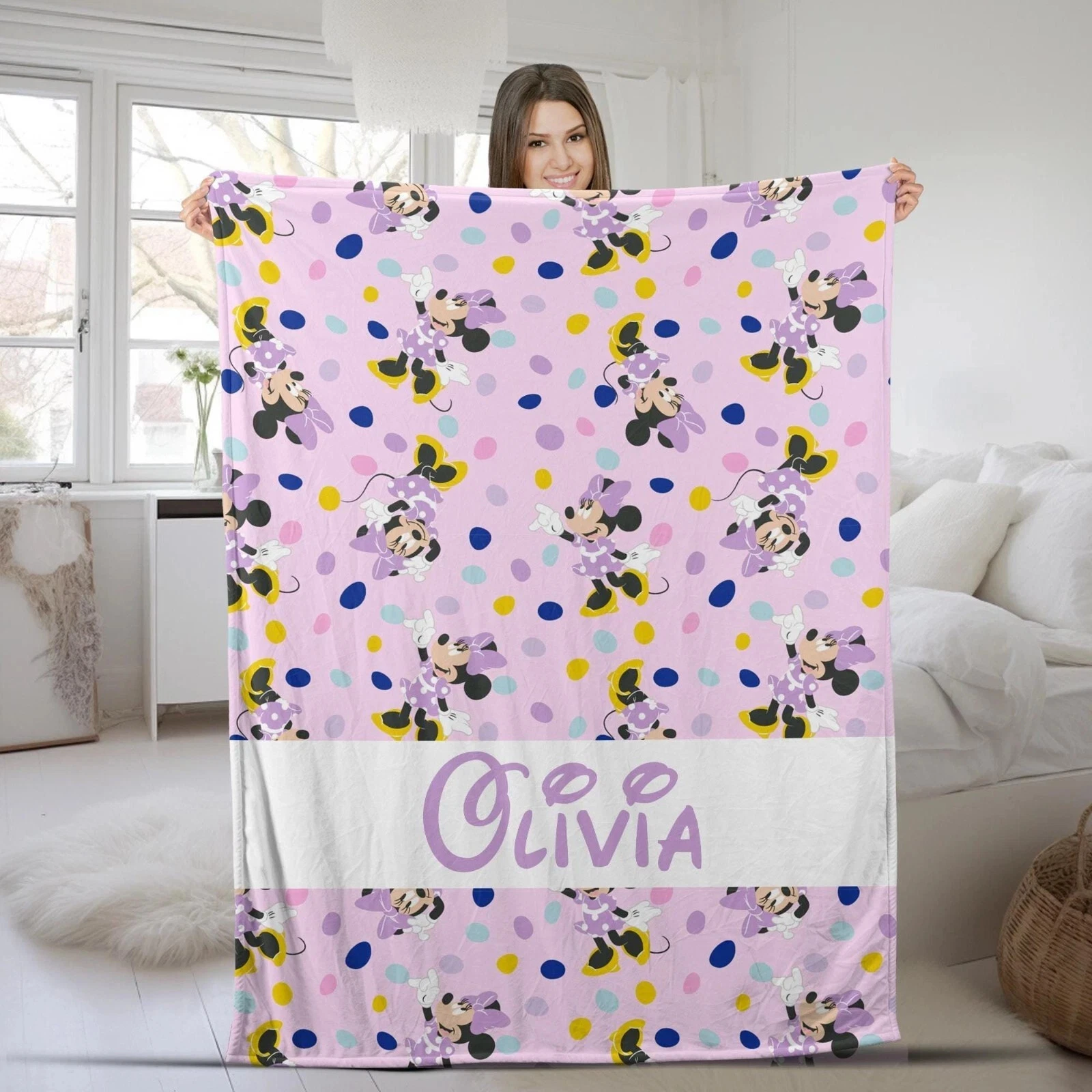 Personalized Funny Minnie Mouse, Mickey Mouse Disney Fleece Blanket