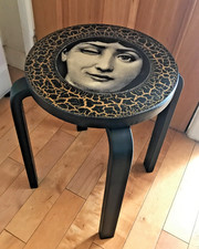 Vintage Bent Plywood Dressing Stool Fornasetti Style Decoration