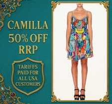CAMILLA Show Girl Short Dress With Tie Front Size S RRP $549