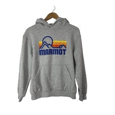 Marmot Hoodie Sweatshirt Womens Small Petite Light Gray Kangaroo Pocket Active