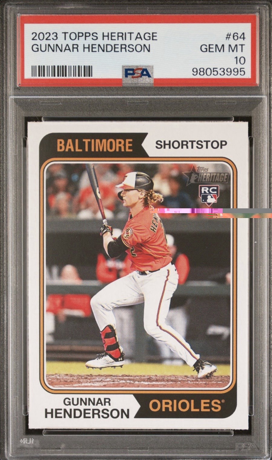 2023 Topps Heritage Gunnar Henderson RC #64 PSA 10 Gem Mint Orioles