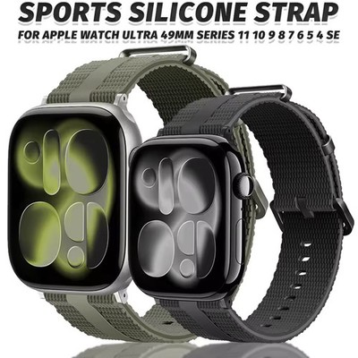 Silikon Dressy Loop Sport Armband For Apple Watch Ultra 11 10 9 8 7 6 SE 38-49mm