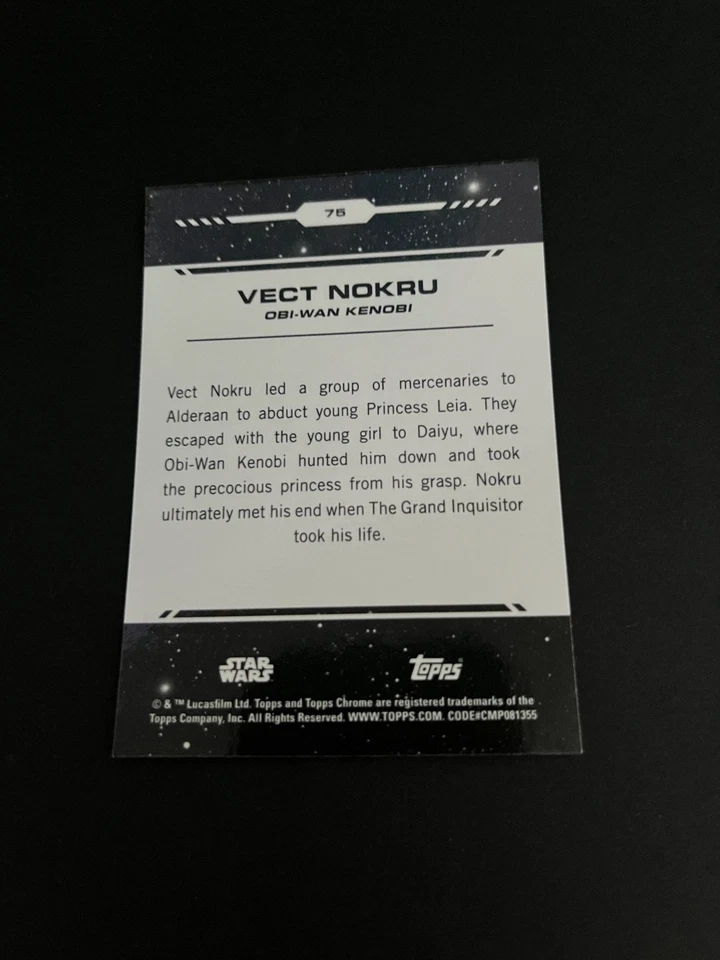 Star Wars Vect Nokru 2024 Topps Chrome 75 Trading Card TCG - Image 3 of 4
