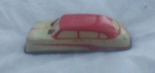 VINTAGE ARGO 1950'S SEDAN TIN LITHO CAR CREAM AND RED WITH WINDSHIELD WIPERS