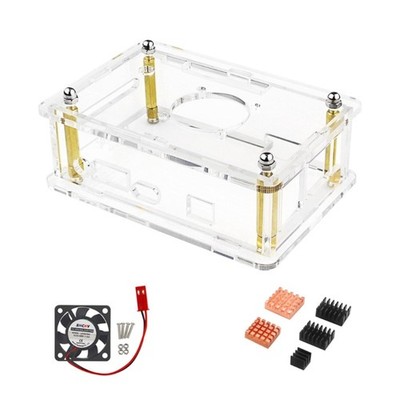 Case Cover for Orange Pi 4 LTS with Cooling Fan Heat Dissipation Enclosure Clear