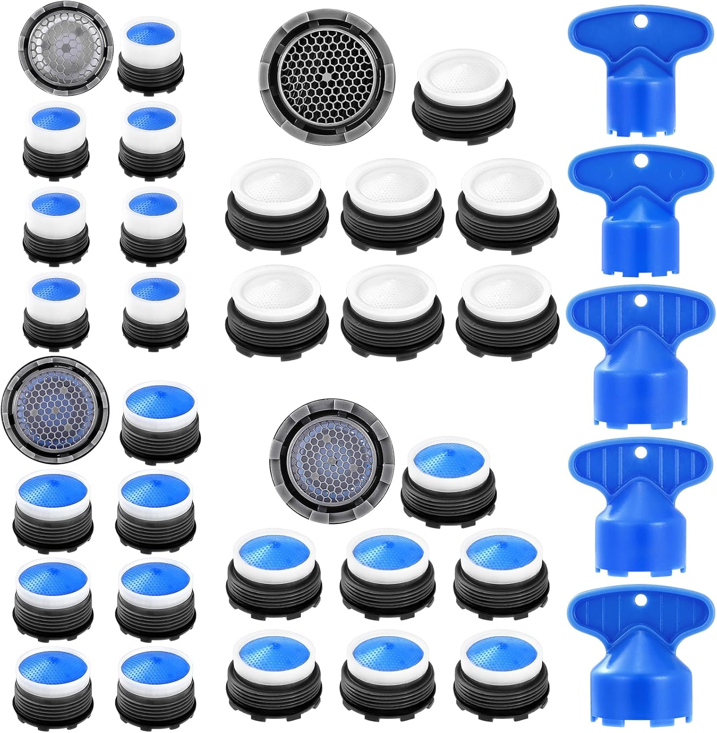 28 Pack Faucet Aerators with Keys Replacement Inserts for Kitchen Bathroom Sink