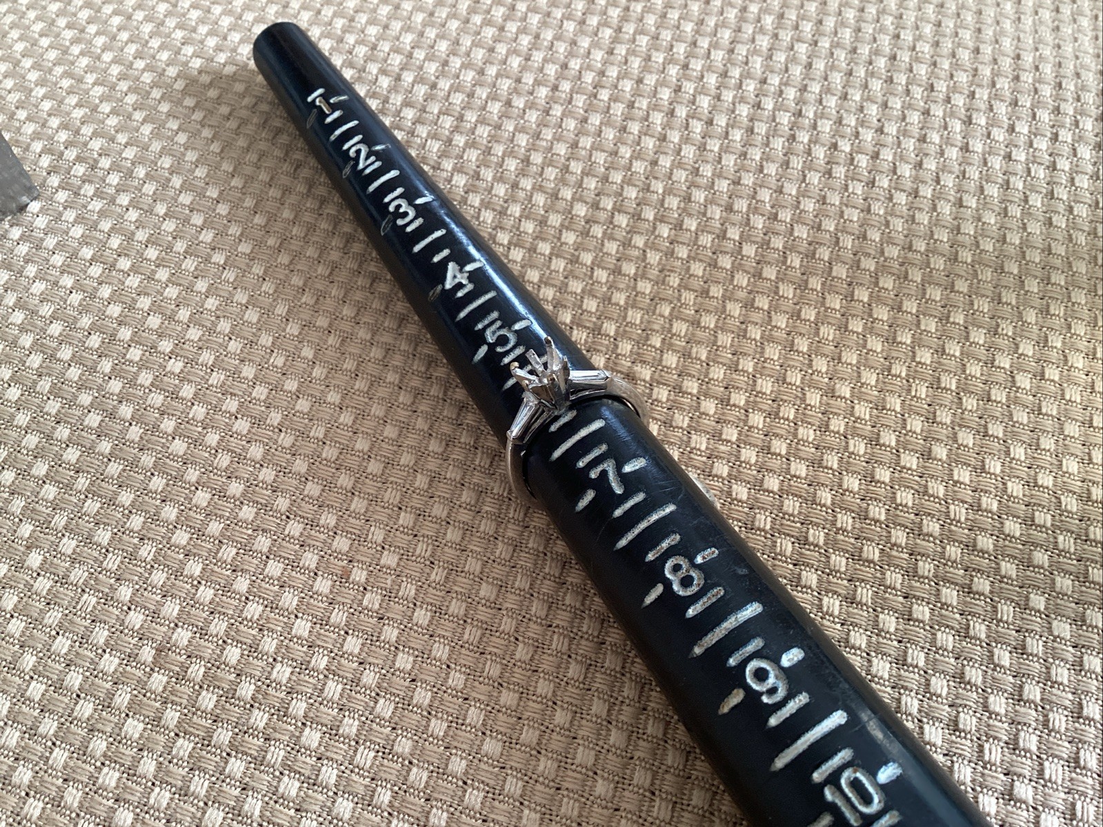 Platinum Diamond Ring With Two Side Baguettes - image 3