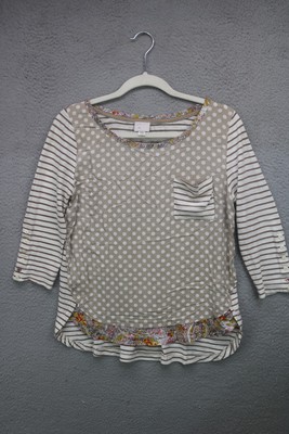 Postage Stamp Mixed Print 3/4 Sleeve Tunic-Size Small-BOHO-Hippie