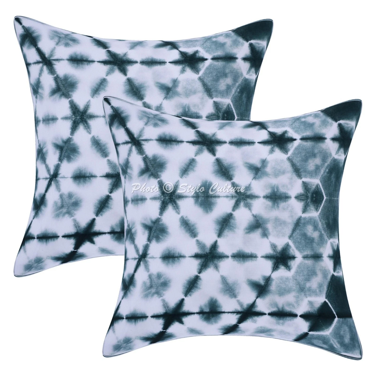 Decorative Shibori Throw Pillow Covers Indian 20x20 Tie Dye Cotton Cushion Cover
