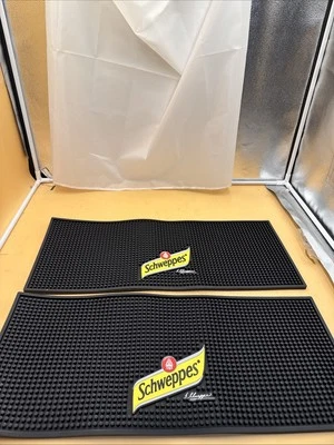 BARMATTE 2x Schweppes Softdrink Barmatte XL schwarz 60x25 (2 Stück Als set)