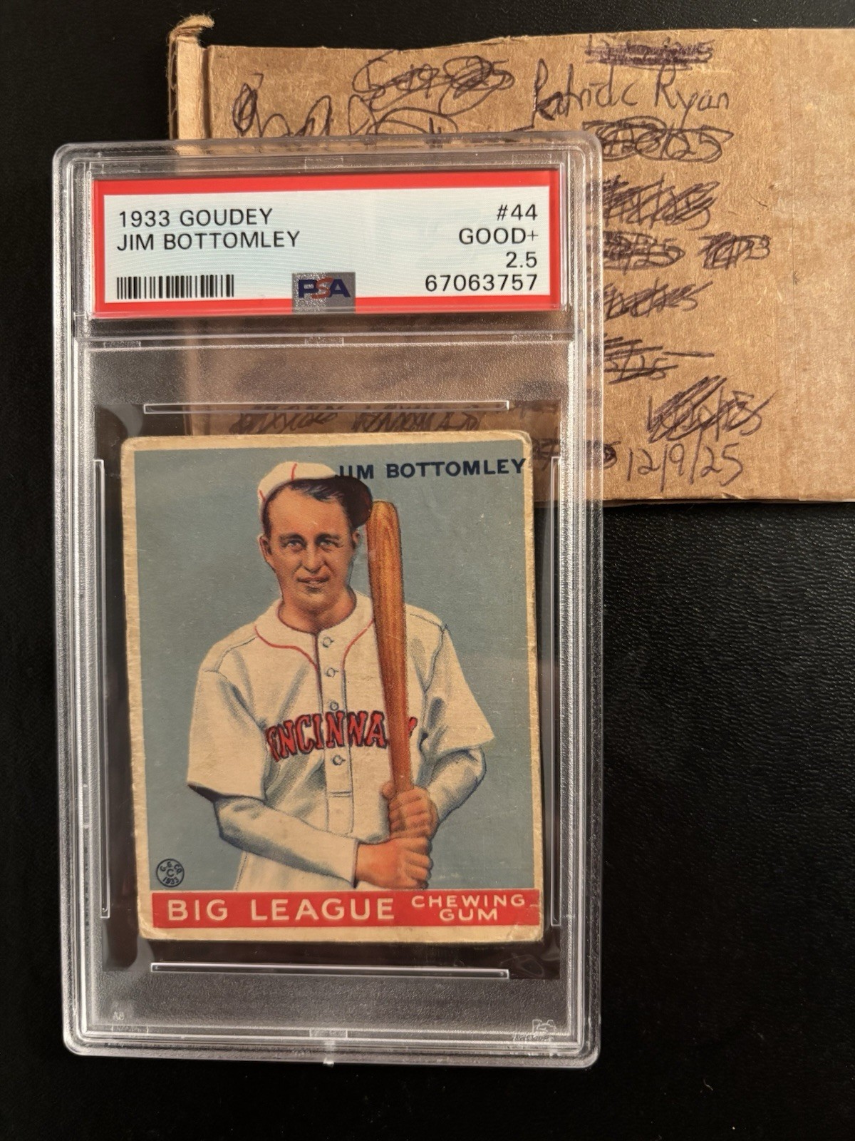 1933 Goudey Big League Chewing Gum - R319 Jim Bottomley #44 (RC) PSA 2.5