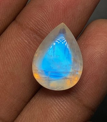 AAAAAA Rainbow Moonstone Sugar Loaf, Pear Shape Smooth Polish Bule Fire 12x17 MM
