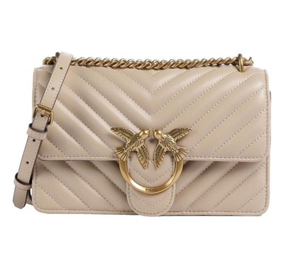 PINKO Women's Love One Mini Chevron Bag 100074 Beige C50Q