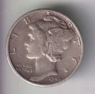 1945-D MERCURY DIME 10¢ DENVER 90% SILVER COIN UNITED STATES MINT