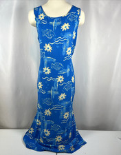 Jane Ashley Vintage Women’s Blue Floral & Fish Lagenlook Dress Resort Size Large