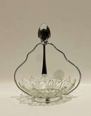 #ad Glass Candy Serving Dish In Sunflower Pattern Stand amp; Serving Spoon Vintage $14.24