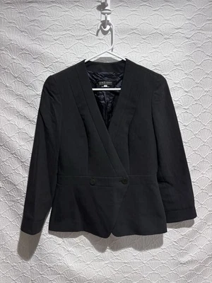 Vintage 1996 Giorgio Armani Black Herringbone Blazer Made Italy Sz 40
