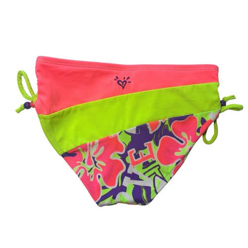 Justice Girls Floral Bikini Bottoms Cinched Sides Beading Size 10 - Picture 2 of 6