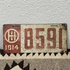 Antique Vintage 1914 Ohio License Plate Automobilia Collectible Tag