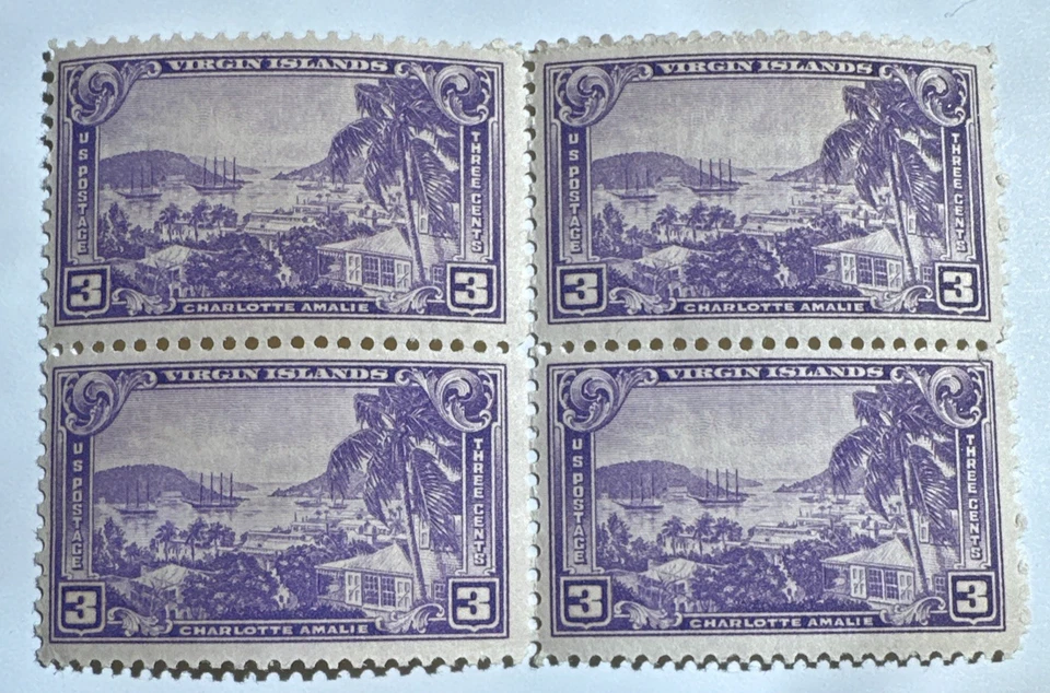 US 1937 Scott #802 Block of 4 - 3 cent Virgin Islands Territory MNH OG - Image 2 of 4