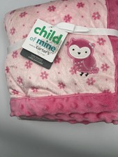 Carters Child of Mine Pink Sherpa Baby Blanket Flowers Owl NWT