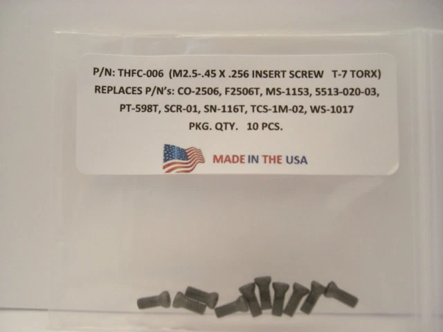 TOOLHOLDER-FASTENERS CO. 10 Pieces THFC-006-MS-1153 Insert Screw