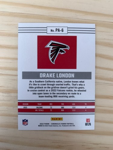 Panini Chronicles Panini 2022 rojo #6 Drake London 018/149 Atlanta Falcons - Imagen 2 de 2