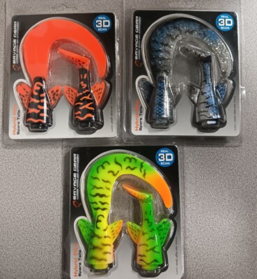 (3) Savage Gear Hybrid Pike Spare Tails(17cm-6 3/4'' Model)All Different Colors