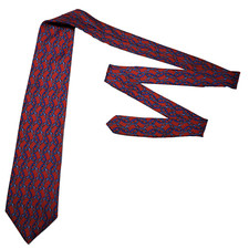 Brooks Brothers Makers Tie Mens Red Chain Rings All Silk Necktie Handmade In USA