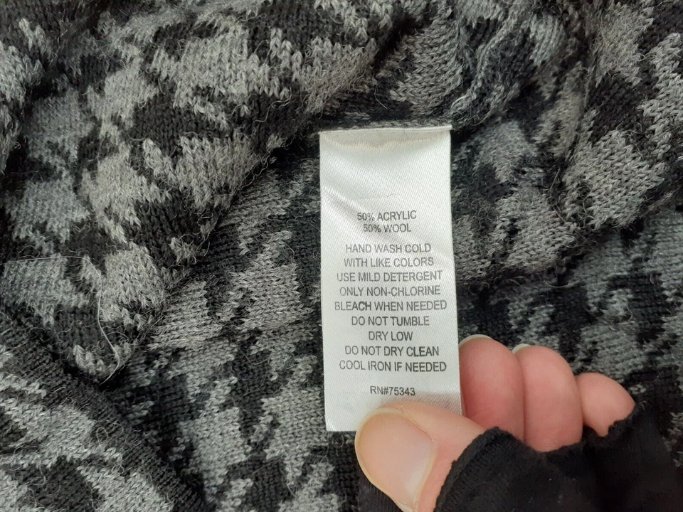 Willi Smith Mujeres S Negro Gris Pata de Gallo Cuadros PullOn Mezcla de Lana Suéter Falda Foto 4 de 4