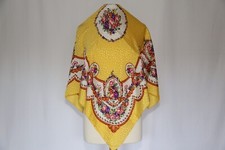 Authentic Japan Made jacquard silk scarf vintage square floral yellow