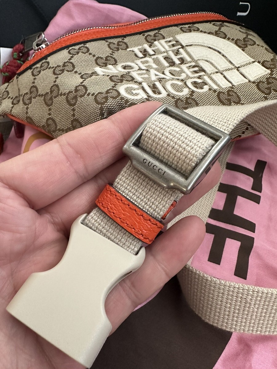 Gucci x The North Face Zip Belt Bag GG Canvas Leather Orange Gucci x The North Face Zip Belt Bag GG Canvas Leather Orange