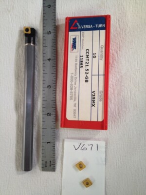 1 NEW 3/8'' CARBIDE BORING BAR C06-SCLCR-2 W/ 10 VERSA-TURN CCMT #2 INSERTS V671