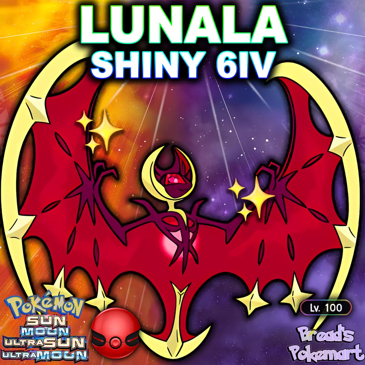 ✨ Shiny LUNALA 6IV Event ✨ Pokemon Ultra Sun and Moon 3DS 🚀 Legendary +EVs