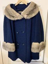 Vintage Forstmann Frizelda Womens Sz XL Blue Fur Coat