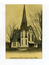 Easton Centre MA Mass early postcard mailed in WWII, Congregational Church