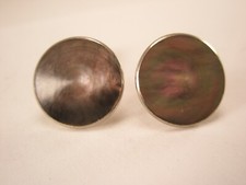 SINGLES 2 1/2" Round Gray Mother of Pearl Vintage Formal Groom Tux Studs c227