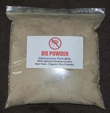 D!E POWDER DIATOMACEOUS EARTH 400g BAG ORGANIC, DOG WORMER/RED MITE/FLEA/LICE